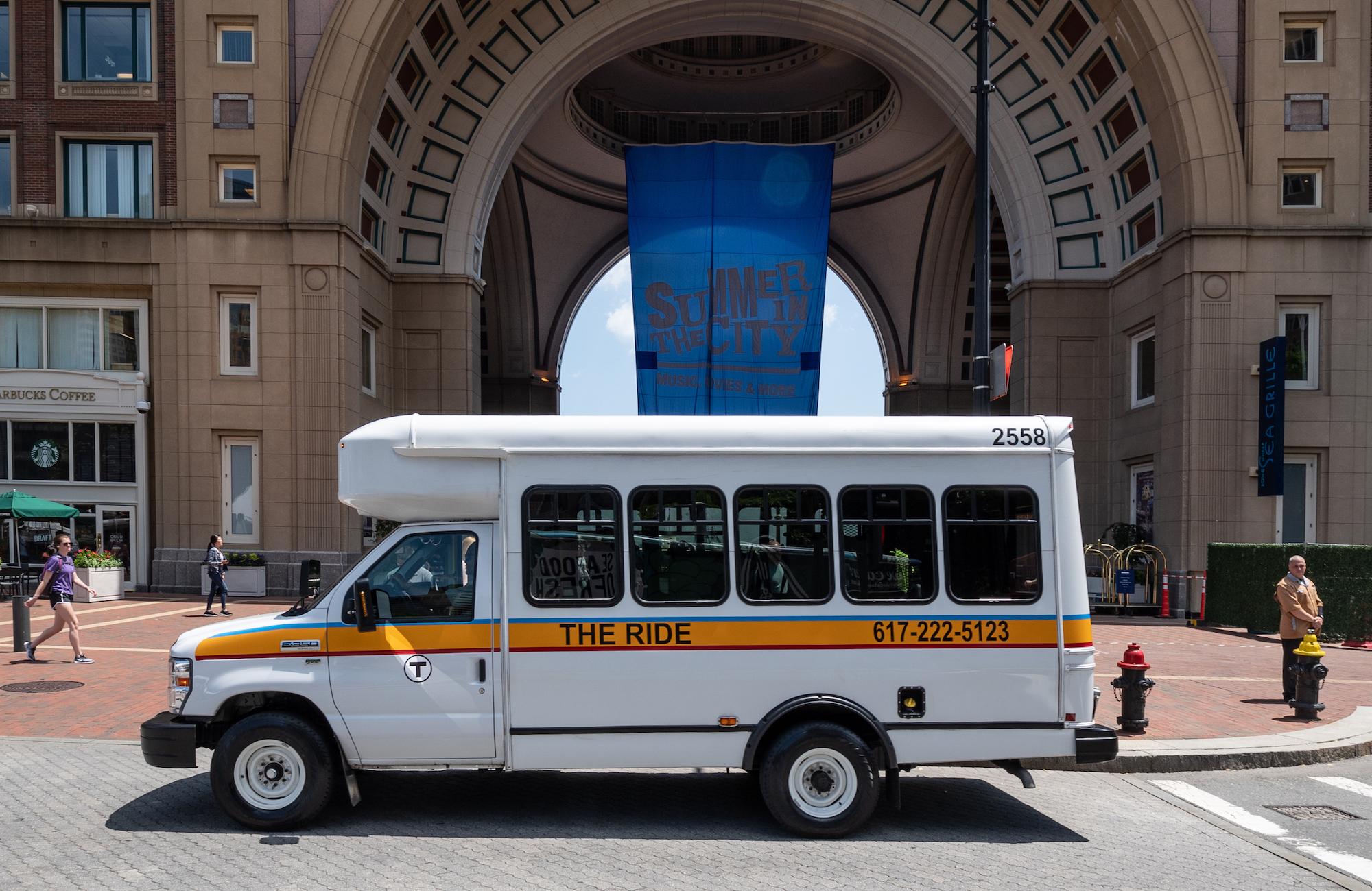 The Ride car outside of Rowes Wharf in Boston